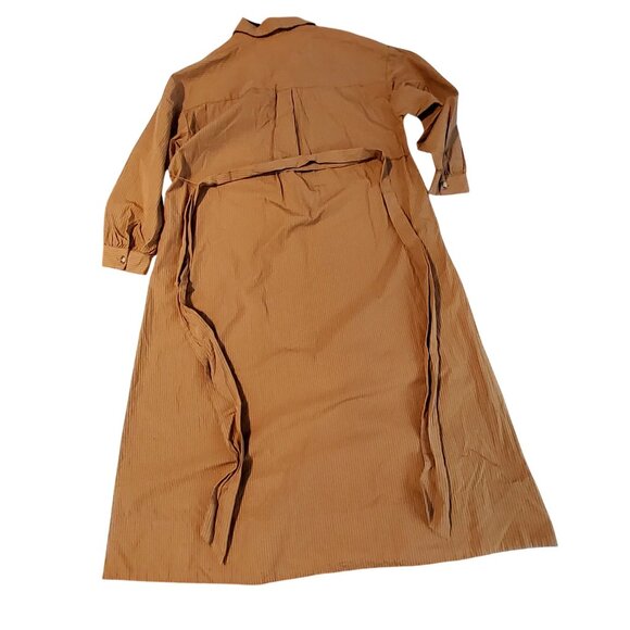 Future Collective Brown Aligne Womens Long Sleeve Button-Down Maxi Shirt Dress S - Picture 2 of 10